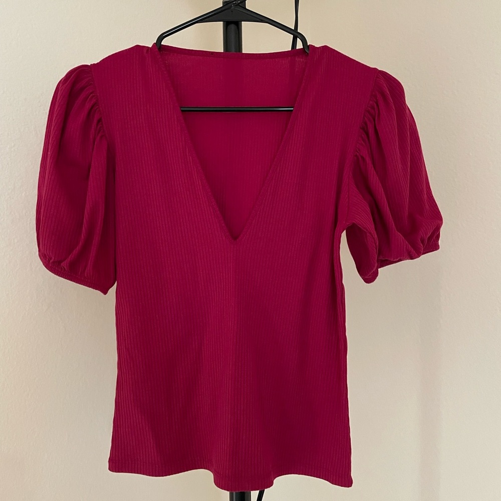 Zara magenta puff sleeve top